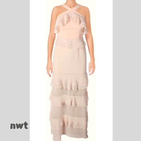 NWT Aqua Ruffle Pink Maxi gown Sz XS - Picture 1 of 6